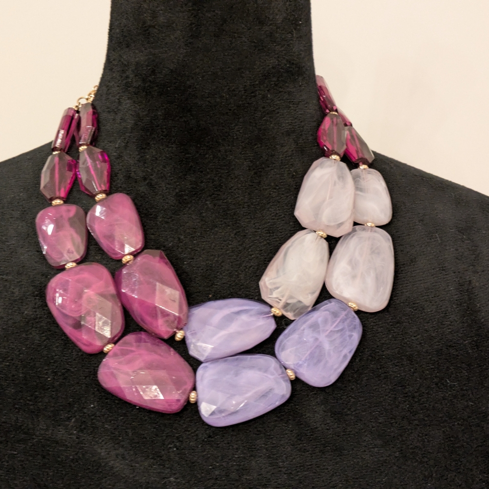Purple Beaded Necklace Acrylic